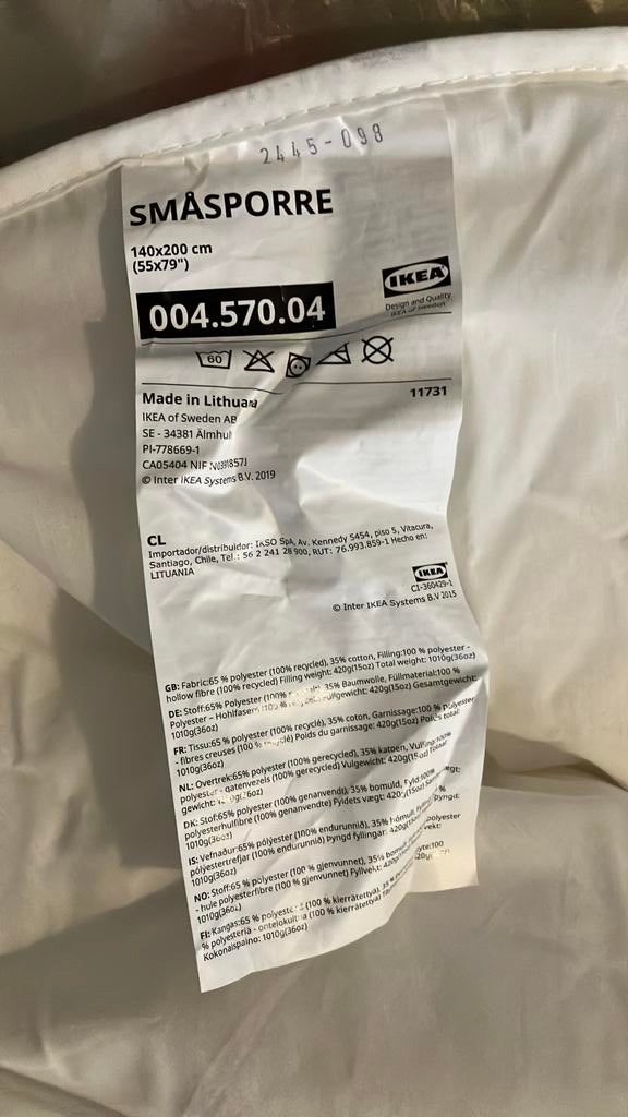 Nieuw ikea dekbed Smasporre 140x200, Huis en Inrichting, Slaapkamer | Beddengoed, Ophalen, Eenpersoons, Wit, Nieuw