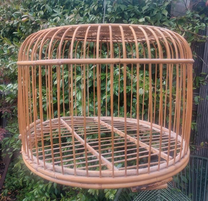 Retro bamboe vogelkooi decoratie lampenkap met haak, Huis en Inrichting, Woonaccessoires | Overige, Gebruikt, Ophalen of Verzenden