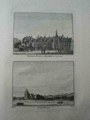 A 77-78  Arnhem  de Sabelpoort Kopergravure 1745 beschikbaar voor biedingen