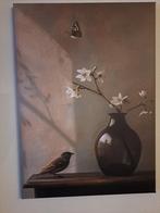 Schilderij: Vogel, Vlinder & Vaas, Ophalen, 50 tot 75 cm, Zo goed als nieuw, Schilderij