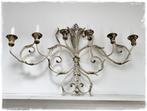 Wanddeco  6 armige kandelaar, zeer oude look, ijzer 73 cm., Ophalen of Verzenden
