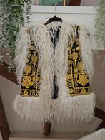 Vintage Afghaanse lammy waistcoat gilet romy Boomsma, Maat 38/40 (M), Zwart, Ophalen of Verzenden, Zo goed als nieuw