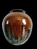 Prachtige vintage vaas dripping glace, Gebruikt, Overige kleuren, Aardewerk of Porselein, Ophalen of Verzenden