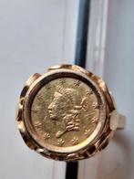 Gouden Dollar 1853 Liberty Head gezet in gouden ring, Ophalen of Verzenden