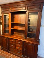 Antieke houten kast met glazen deuren, Ophalen, Gebruikt, 200 cm of meer, 150 tot 200 cm