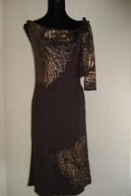 SOLAR silk feest jurk maat L, Kleding | Dames, Maat 42/44 (L), Onder de knie, Bruin, Zo goed als nieuw