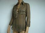ATOS LOMBARDINI zijden blouse beige zwart zijde S 36 NIEUW, Kleding | Dames, Beige, Nieuw, Ophalen of Verzenden, Atos lombardini