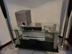 Glazen TV meubel met audio apparatuur JVC, Ophalen, Gebruikt, 25 tot 50 cm, Minder dan 100 cm
