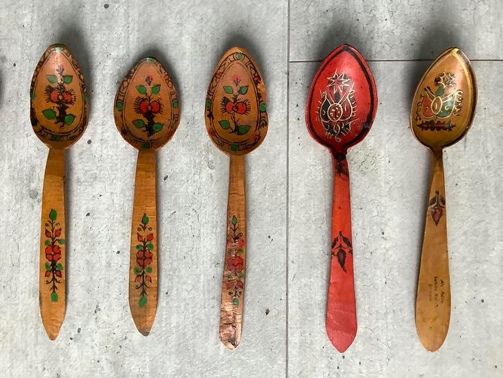 Antieke traditionele handbeschilderde lepels - castagnetten, Muziek en Instrumenten, Percussie, Ophalen