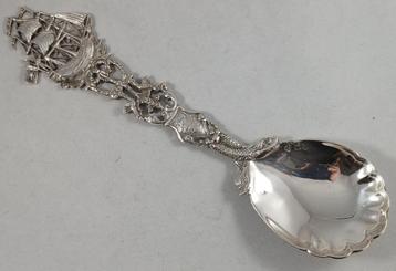 Grote zilveren roomlepel antiek 835  zilver beschikbaar voor biedingen