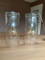 Glazen design lampen , glas lamp 2x cilinder hanglamp, Ophalen, Zo goed als nieuw, Glas, Minder dan 50 cm