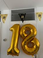 18 jaar zwart met goud versiering, Ophalen, Zo goed als nieuw, Feestartikel, Verjaardag