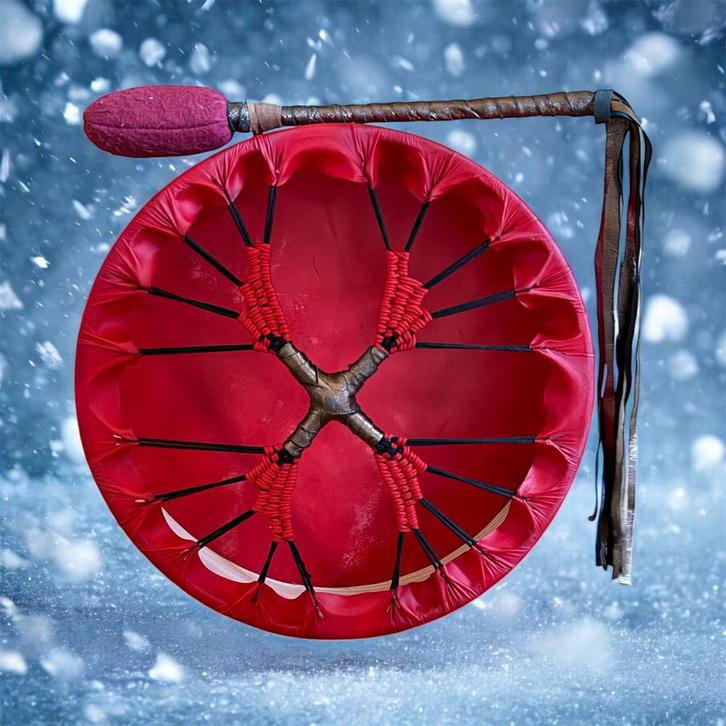 OVERGEDRAGEN Reis Sjamanendrum 36 cm waterbuffel 1e chakra, Muziek en Instrumenten, Percussie, Nieuw, Trommel, Verzenden