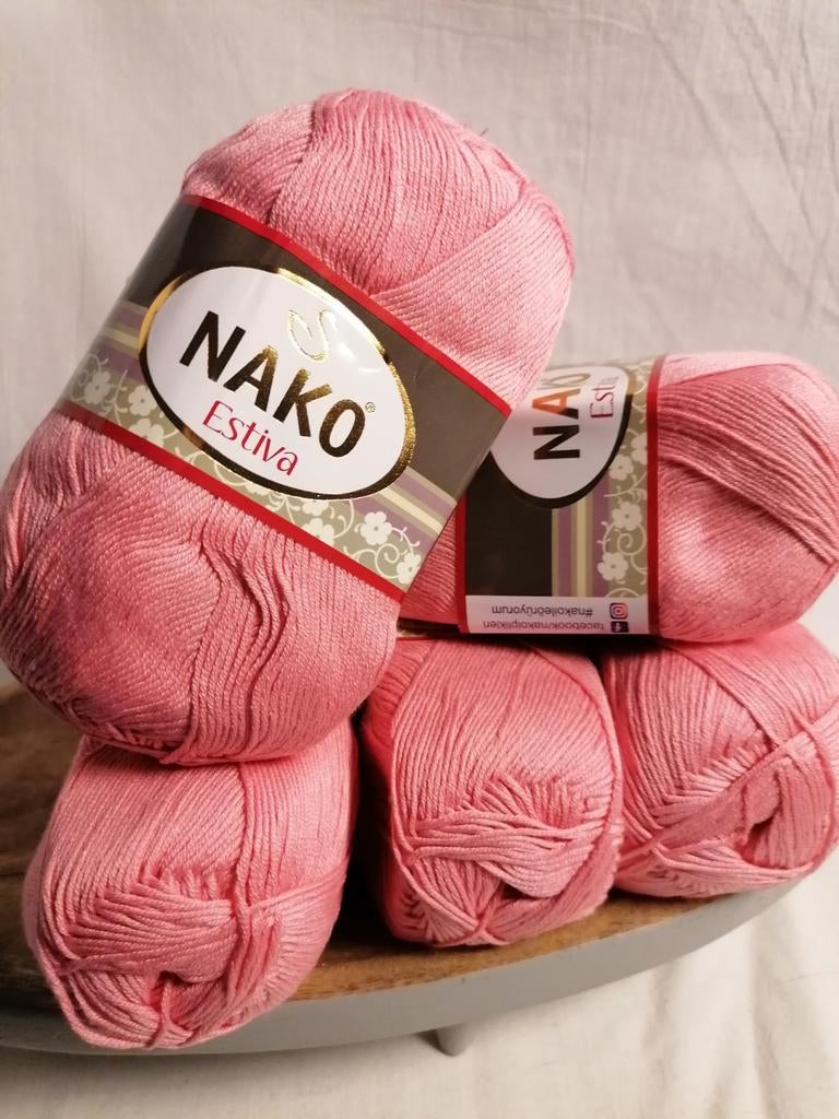 Nako Estiva garen in roze perzik - pak van 5 bollen, Ophalen of Verzenden, Nieuw, Breien of Haken, Wol of Garen