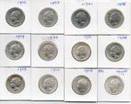 WILHELMINA SET GULDENS 1922T/M 1944 KOMPLEET 12 STUKS ZILVER, Postzegels en Munten, Munten | Nederland, 1 gulden, Setje, Zilver