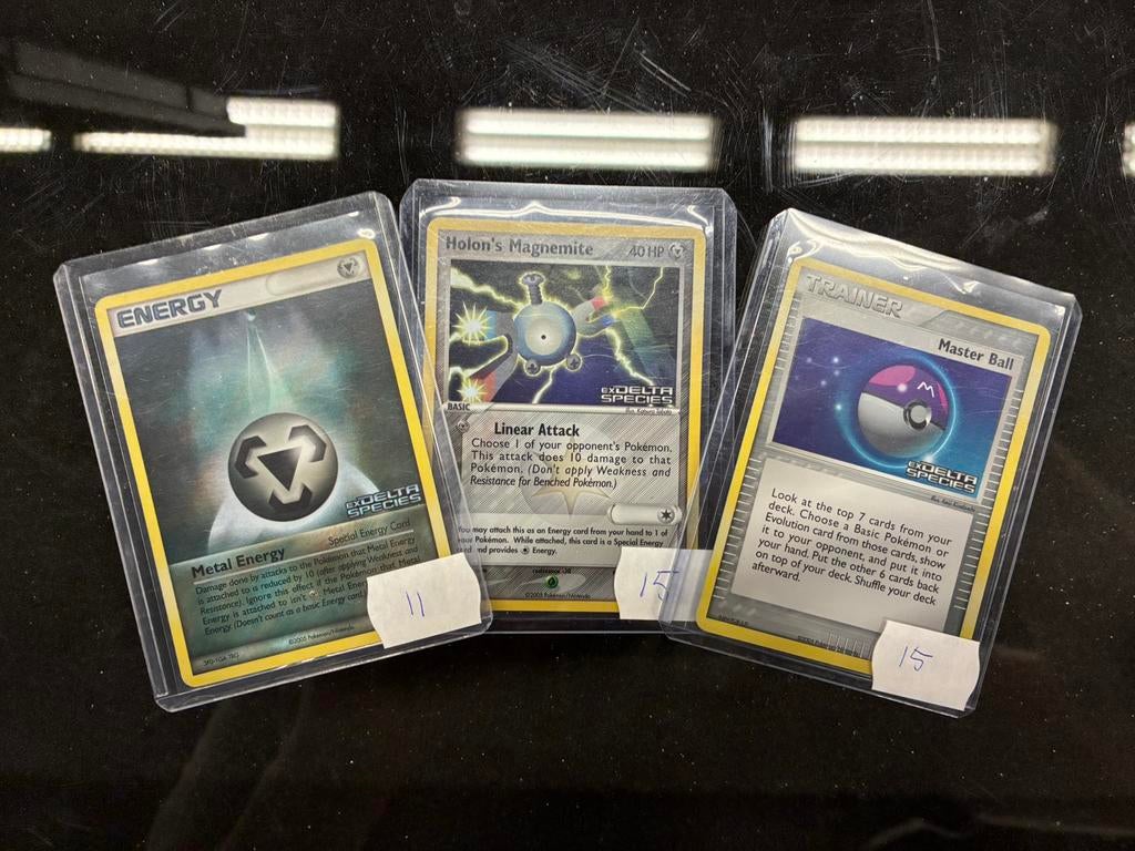 3x Pokemon ex delta species holon’s magmemite, master ball…, Ophalen of Verzenden, Zo goed als nieuw