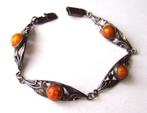 Prachtige 925 zilveren armband met Honing Barnstenen, Antiek, Ophalen, Zilver, Armband, Met edelsteen