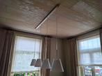 Hanglamp boven eettafel, Huis en Inrichting, Ophalen, RVS en glazen lampenkap, Zo goed als nieuw, Metaal