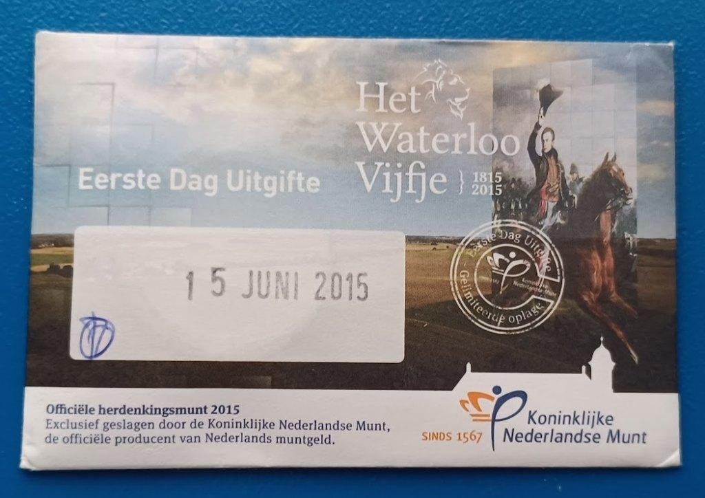 200 Jaar Slag bij Waterloo Vijfje - 1e dag uitgifte, Verzenden, Koningin Beatrix, Euro's, Setje