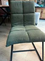 Set van 5 groene ribstof stoelen met zwart metalen frame, Huis en Inrichting, Stoelen, Ophalen, Overige kleuren, Zo goed als nieuw