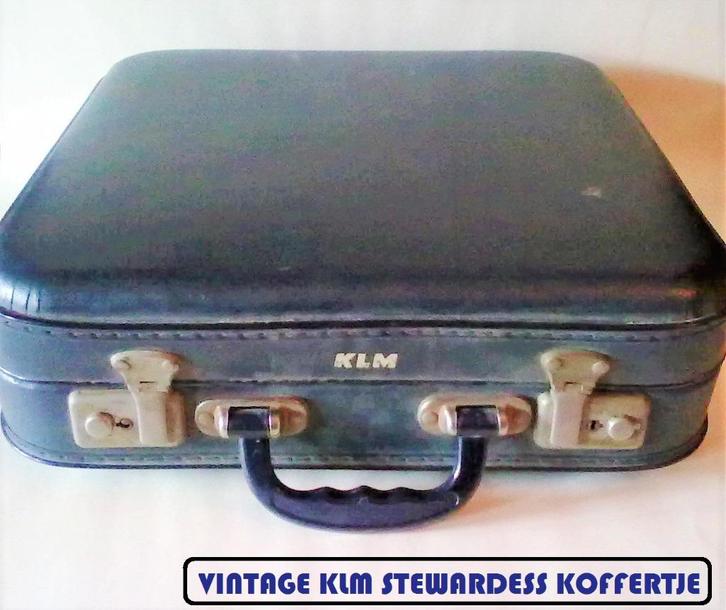 retro vintage klm stewardess koffer blauw, Verzamelen, Luchtvaart en Vliegtuigspotten, Overige typen, Ophalen of Verzenden