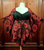 vintage gothic rozen tuniek wijde mouwen 48-52, Kleding | Dames, Grote Maten, Ophalen of Verzenden, Nieuw, Zwart, Blouse of Tuniek