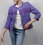 LIU JO tweed blazer met fringe IT maat 42/ NL maat 38 ZGAN, Maat 38/40 (M), Blauw, Ophalen of Verzenden, Zo goed als nieuw
