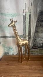Gouden Giraffe Beeld, metaal, 37 cm, Tuin en Terras, Ophalen of Verzenden, Zo goed als nieuw, Metaal, Dierenbeeld