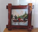 Vintage tegel vissers - eiken lijst - Currier & Ives afbeeld, Antiek en Kunst, Ophalen of Verzenden