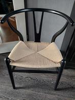 Zwarte houten stoel met rieten zitting, Huis en Inrichting, Stoelen, Ophalen, Riet of Rotan, Gebruikt, Zwart