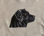 Borduurwerk, zijde, labrador, zwart, vintage, Ophalen