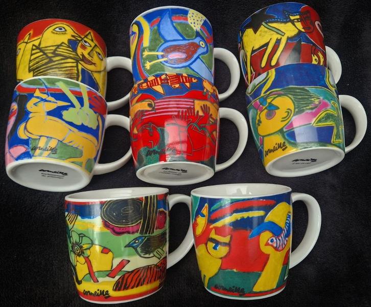 Cobra kunst CORNEILLE op grote soepkoppen slechts 5 euro pst, Antiek en Kunst, Kunst | Designobjecten, Ophalen of Verzenden