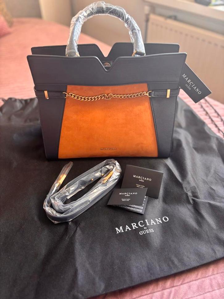 Nieuwe Guess Marciano leren tas blauw/beige, Sieraden, Tassen en Uiterlijk, Tassen | Damestassen, Nieuw, Handtas, Blauw, Ophalen of Verzenden