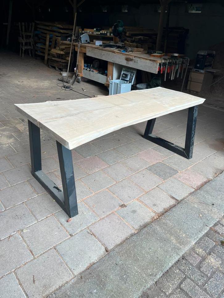 Eiken boomstamtafel, Huis en Inrichting, Tafels | Eettafels, Nieuw, 50 tot 100 cm, 150 tot 200 cm, Vijf personen of meer, Rechthoekig