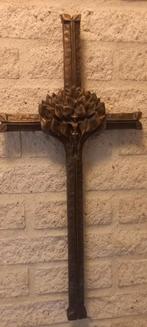 PRACHTIG BEWERKT ANTIEK ZWAAR EN MASSIEF BRONZEN KERK KRUIS, Antiek en Kunst, Antiek | Religie, Ophalen of Verzenden