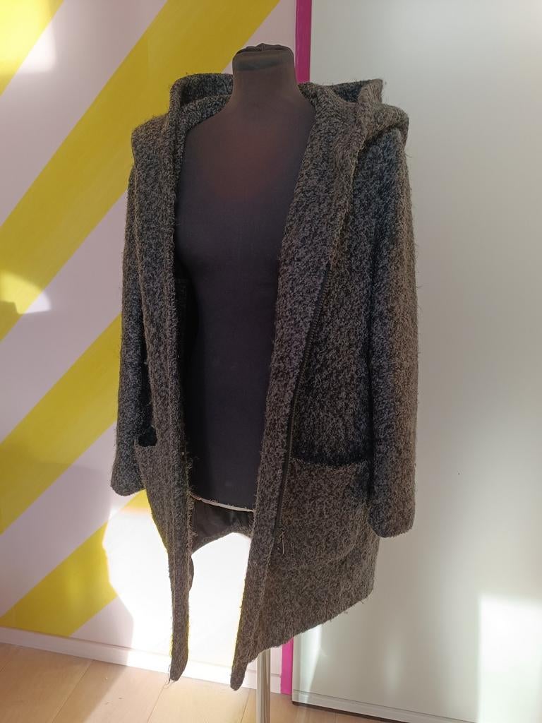 Giacomo Warme Boucle Jas - Maat 42 Wool blend, Kleding | Dames, Jassen | Winter, Gedragen, Maat 42/44 (L), Grijs, Ophalen of Verzenden