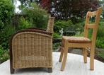 Klassiek Rotan Kinder Arm stoel met Houten Armleuning, Riet of Rotan, Bruin, Ophalen of Verzenden, Zo goed als nieuw
