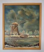 Molen landschap olieverfschilderij, Antiek en Kunst, Kunst | Schilderijen | Klassiek, Ophalen