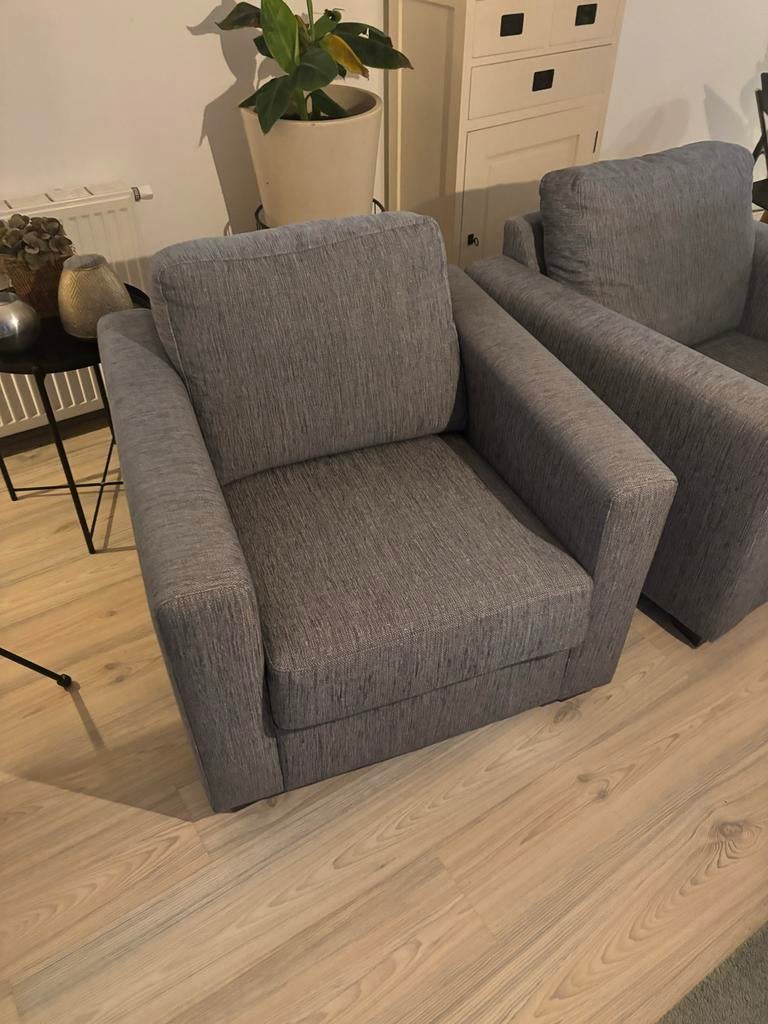Twee comfortabele fauteuils gratis af te halen, Ophalen of Verzenden, Gebruikt, Stof, 75 tot 100 cm