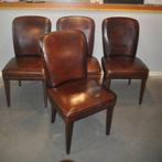 Vier schapenleren stoelen Lounge Atelier, Huis en Inrichting, Stoelen, Ophalen, Bruin, Leer, Zo goed als nieuw