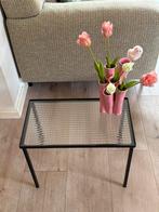 Retro vintage bijzettafel/plantentafel met draadstaal glas, Huis en Inrichting, Minder dan 55 cm, Ophalen of Verzenden, Rechthoekig