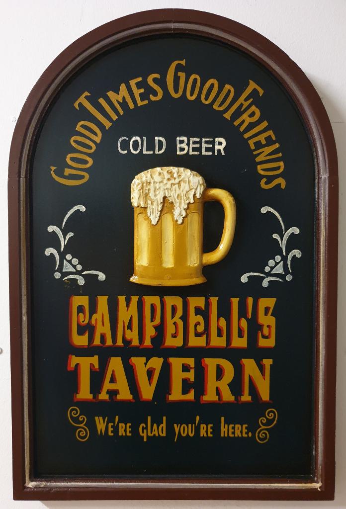 Campbells Tavern beer bier houten pubbord reclamebord deco