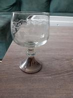 Vintage glazen coupe met zilveren voet, Antiek en Kunst, Ophalen