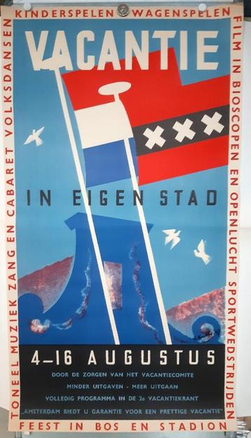 Originele Poster voor Amsterdam Vacantie in Eigen Stad beschikbaar voor biedingen