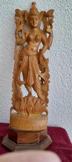 De Hindoe Godin Lakshmi , hand gesneden Satijn hout 31 cm, Antiek en Kunst, Verzenden