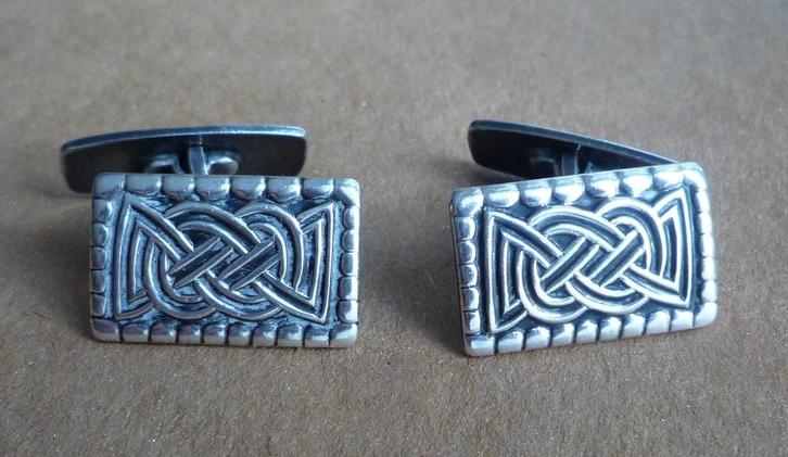 Noorse zilveren manchetknopen David Andersen, Sieraden, Tassen en Uiterlijk, Manchetknopen, Gebruikt, Zilver, Verzenden