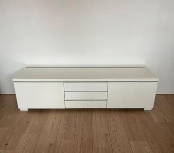 IKEA Besta Burs TV Meubel wit/ creme hoogglans - afbeelding 1