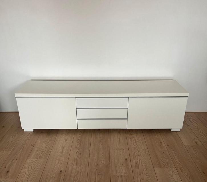 IKEA Besta Burs TV Meubel wit/ creme hoogglans, Huis en Inrichting, Kasten | Televisiemeubels, Gebruikt, Minder dan 100 cm, 150 tot 200 cm