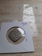 Stuiver 1938, Ophalen of Verzenden, Koningin Wilhelmina, 5 cent, Losse munt
