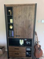 Industrieel dressoir / hoge kast, hout & metaal, Ophalen, 200 cm of meer, 50 tot 100 cm, Zo goed als nieuw